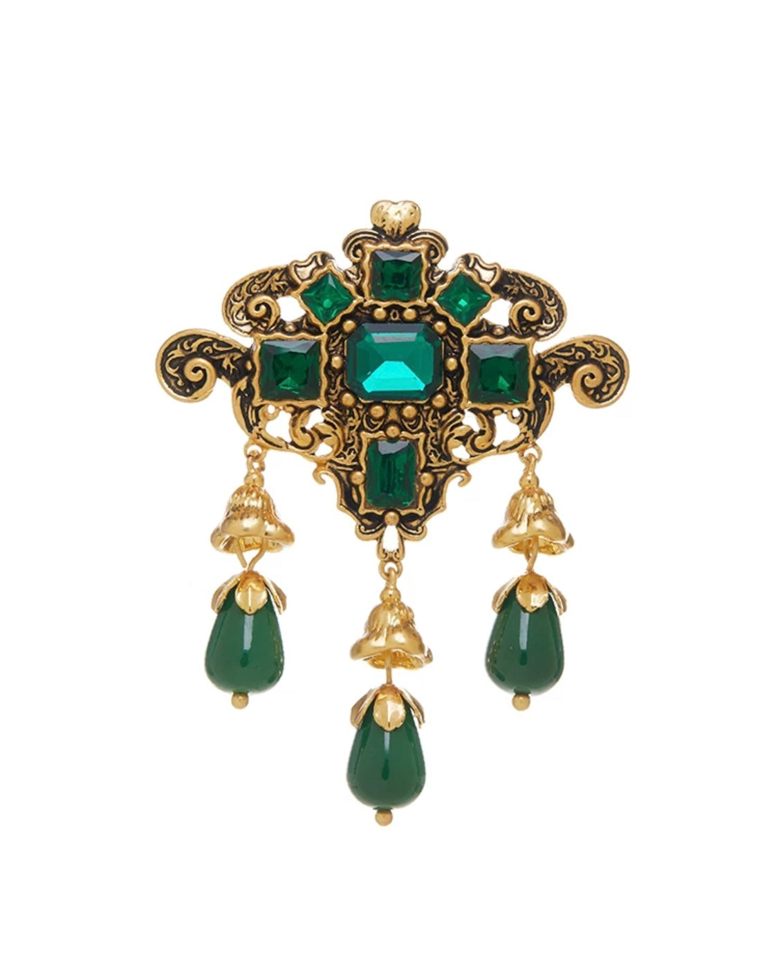 Laciann Di Emerald Brooch Gold Plated