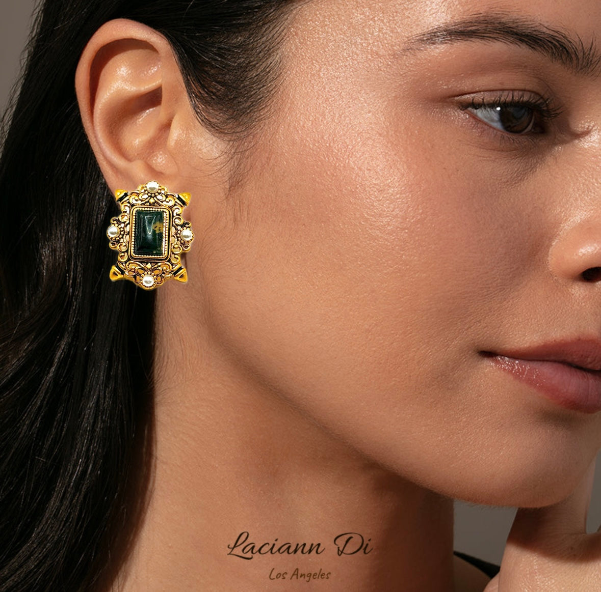 Laciann Di Natural Gemstone Palace Frame Earrings