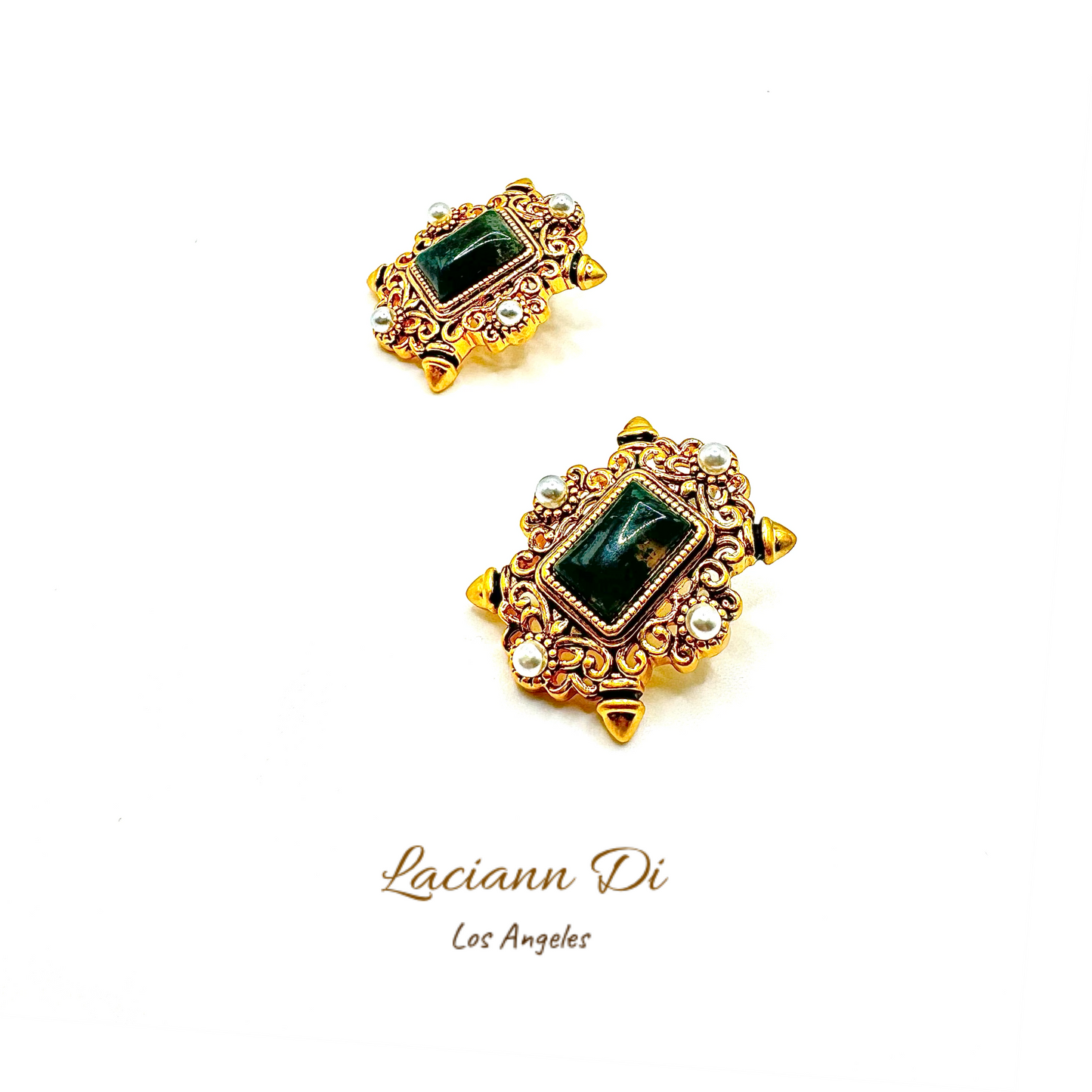 Laciann Di Natural Gemstone Palace Frame Earrings