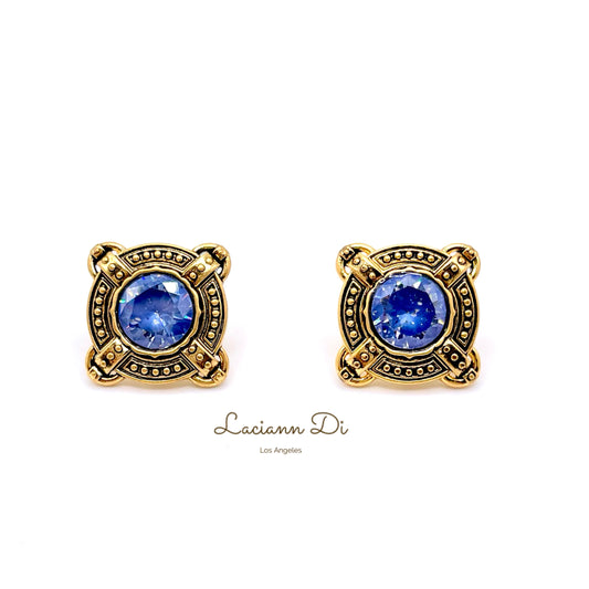 Laciann Di Blue Crystals Gold Plated Earrings