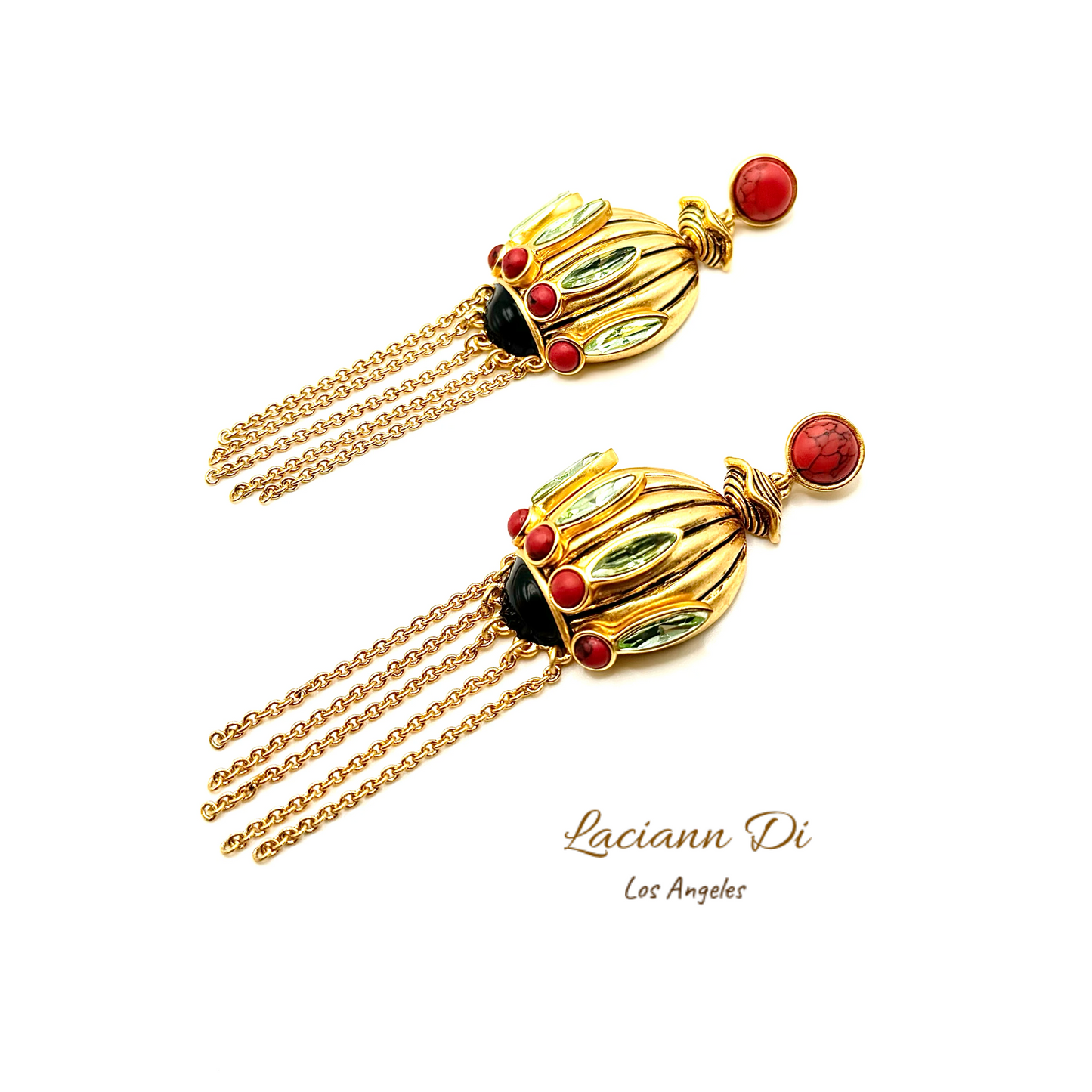 Laciann Di Turquoise Crown Tassel Earrings