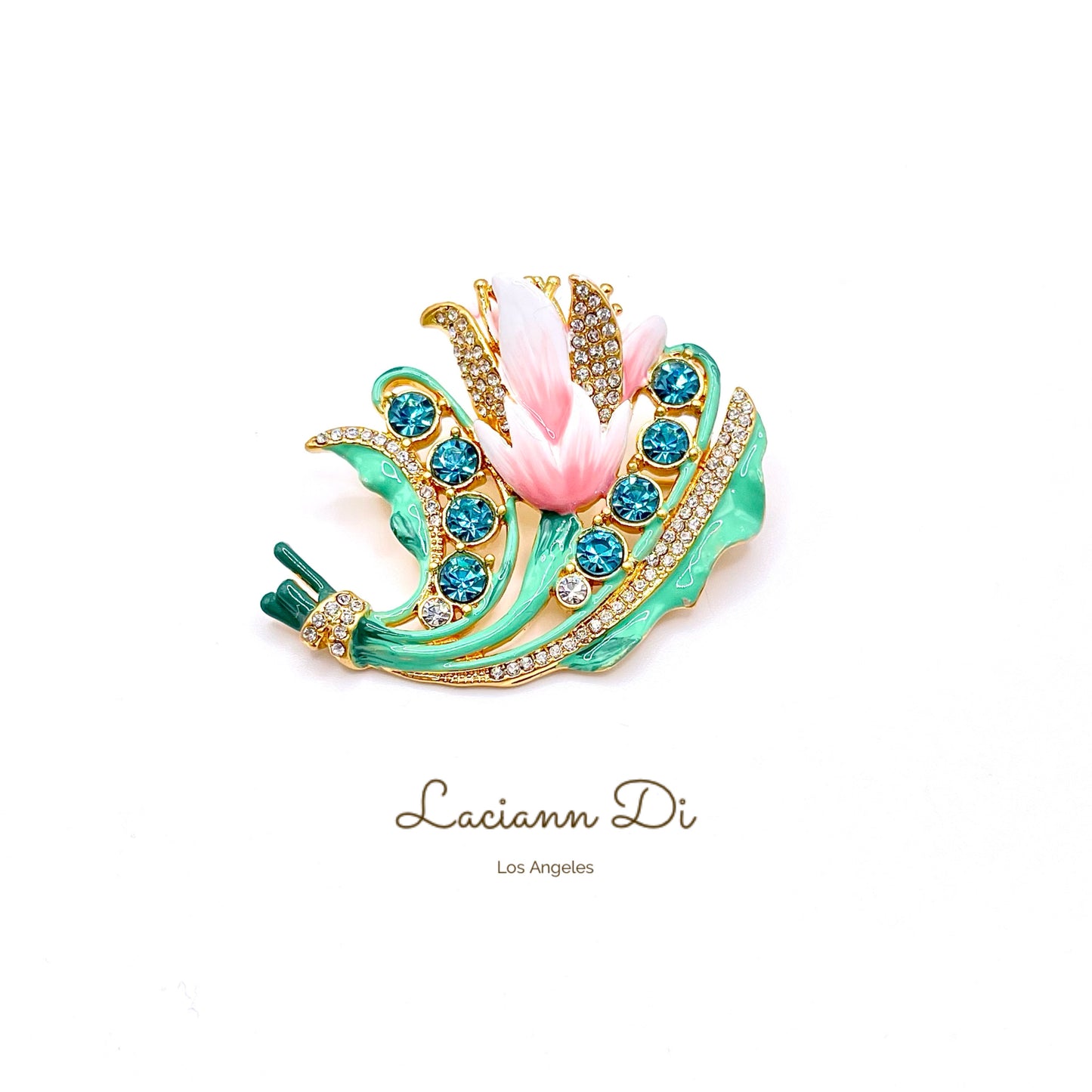 Laciann Di Bouquets Handcrafted Enamel Crystals Brooch