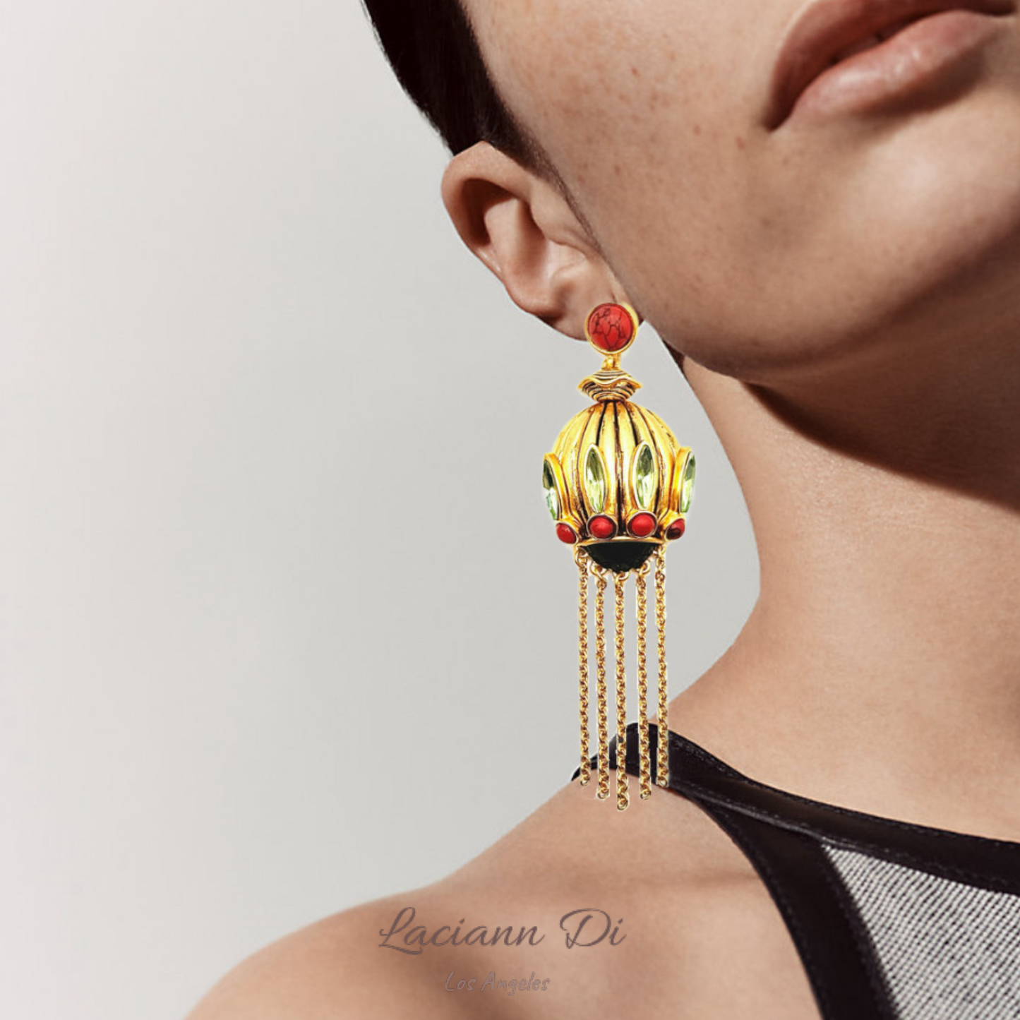 Laciann Di Turquoise Crown Tassel Earrings