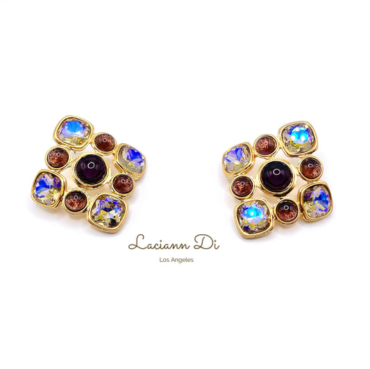 Laciann Di Purple Crystals Queen Earrings