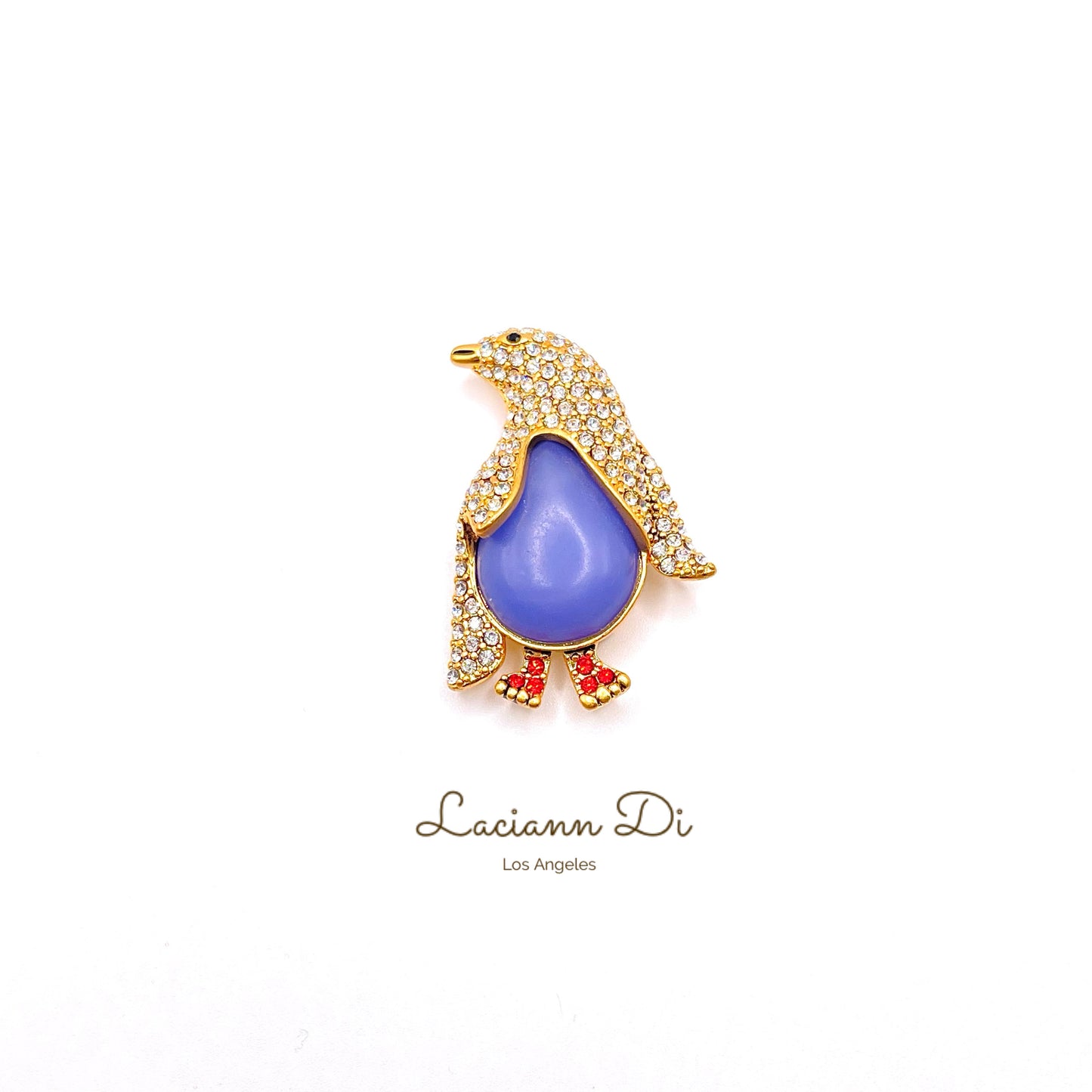 Laciann Di Natural Stone Crystal Penguin Brooch