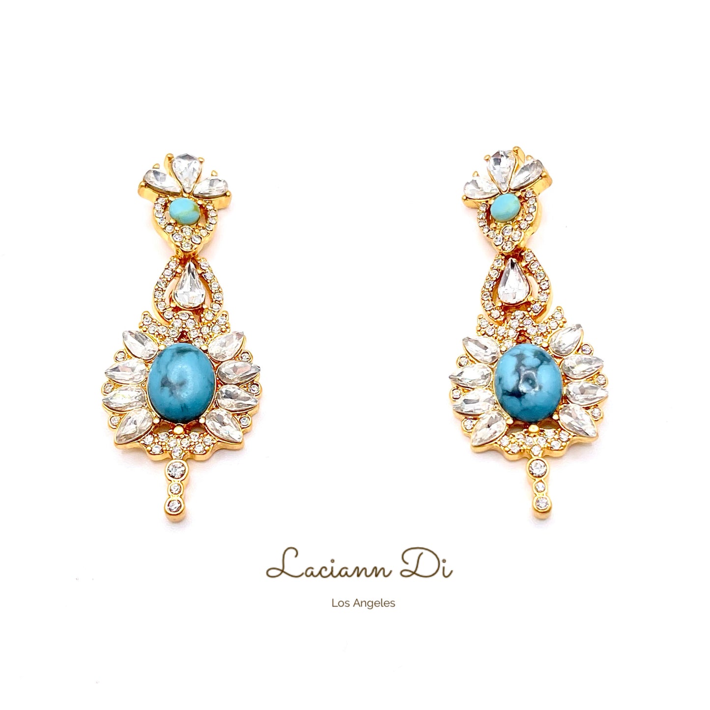 Laciann Di Blue Turquoise Crystal Earrings