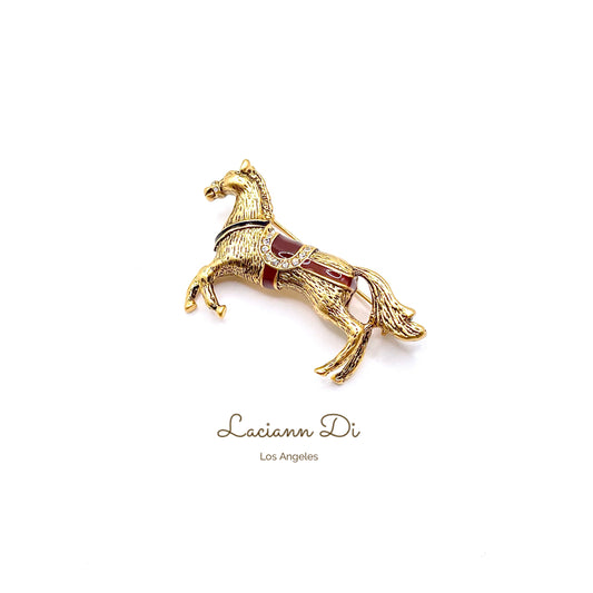 Laciann Di Handcrafted Enamel Horse Brooch