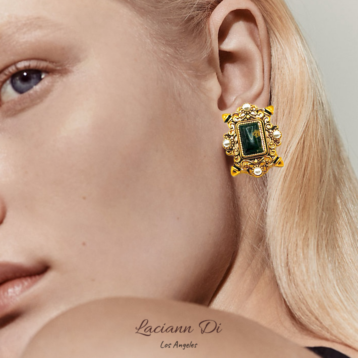 Laciann Di Natural Gemstone Palace Frame Earrings