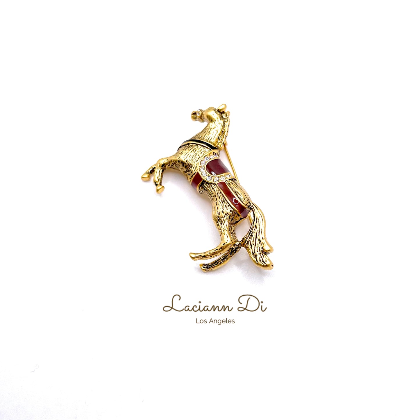 Laciann Di Handcrafted Enamel Horse Brooch