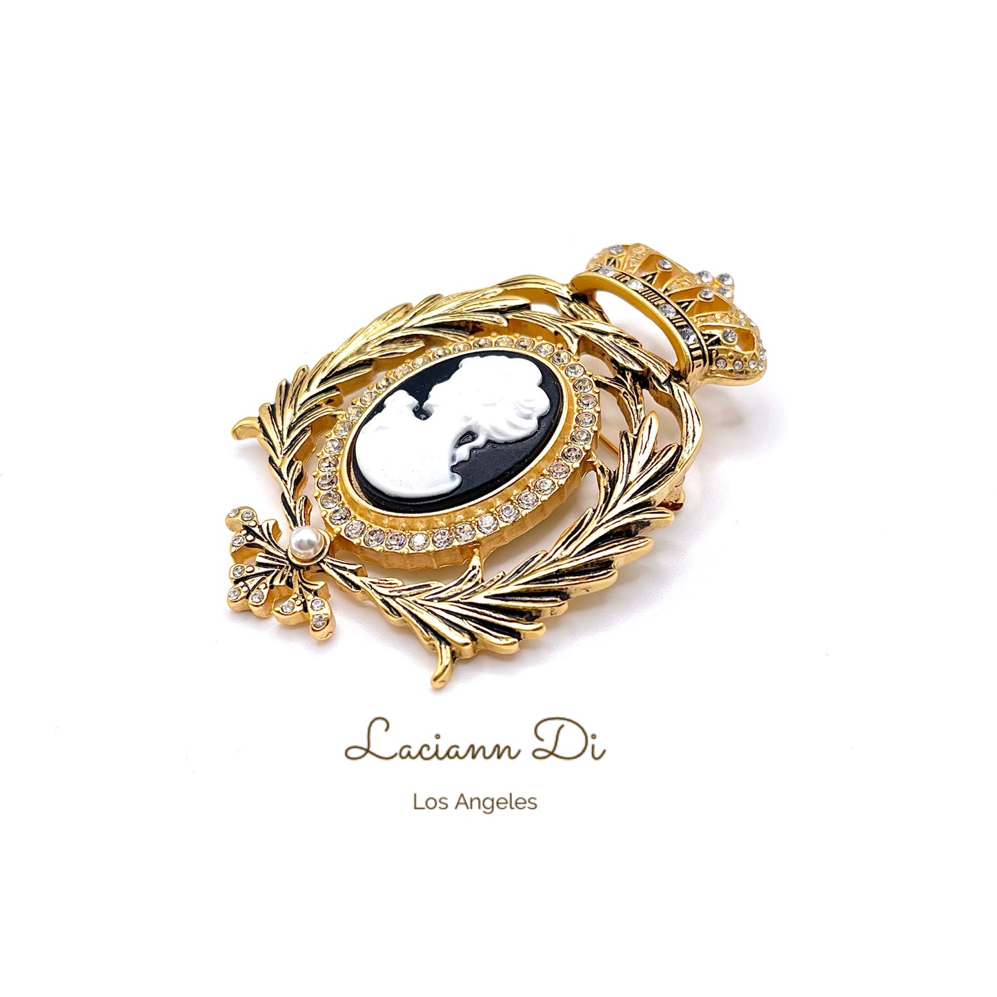 Laciann Di Crown Portrait Brooch Gold Plated