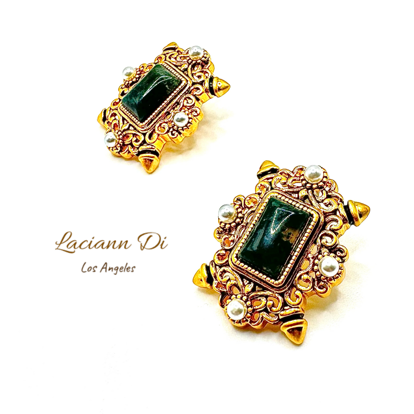 Laciann Di Natural Gemstone Palace Frame Earrings