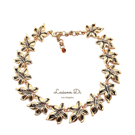 Laciann Di Handcrafted Gold Plated Leaves Necklace