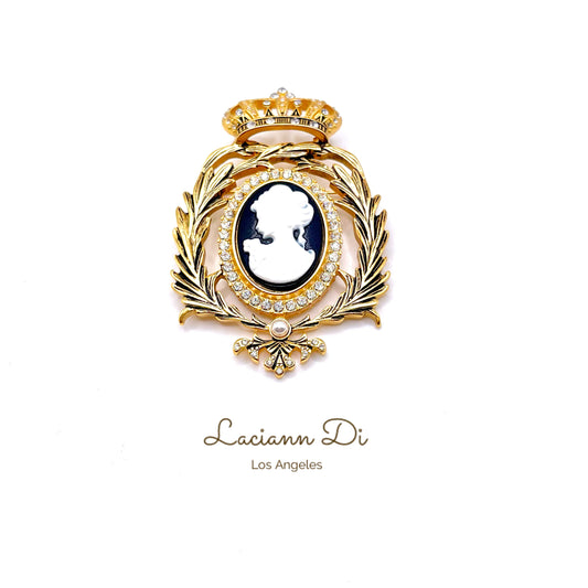 Laciann Di Crown Portrait Brooch Gold Plated