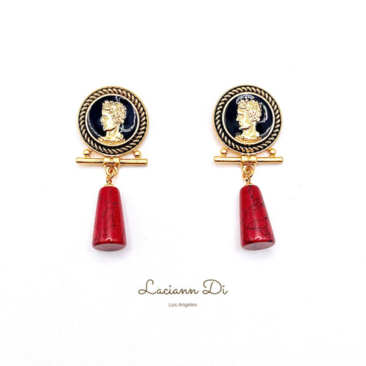 Laciann Di Red Turquoise Enamel Earrings