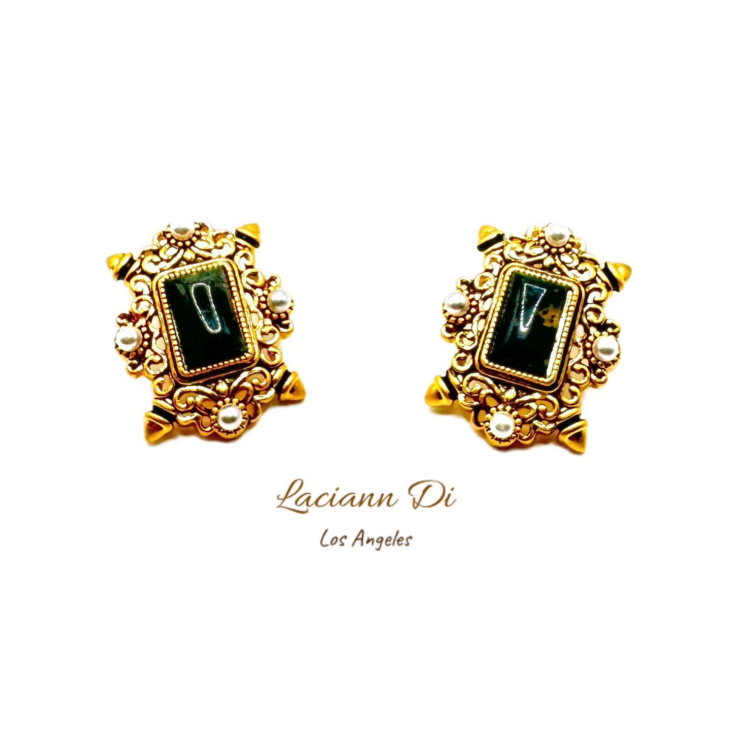 Laciann Di Natural Gemstone Palace Frame Earrings