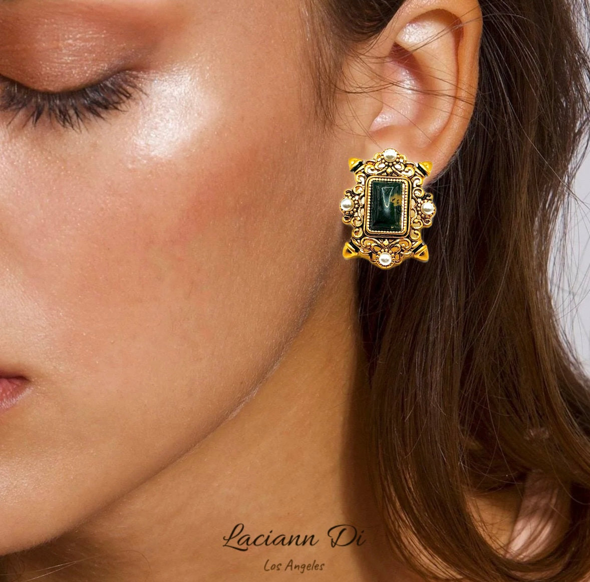 Laciann Di Natural Gemstone Palace Frame Earrings