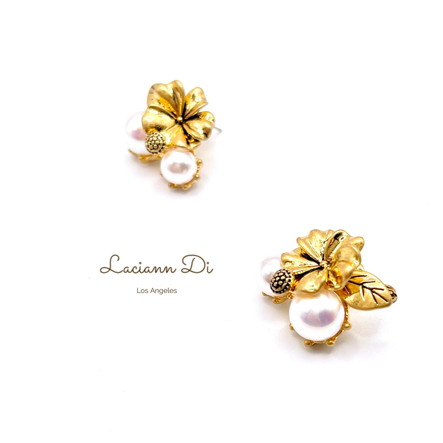 Laciann Di Gold Leaf Pearl earrings