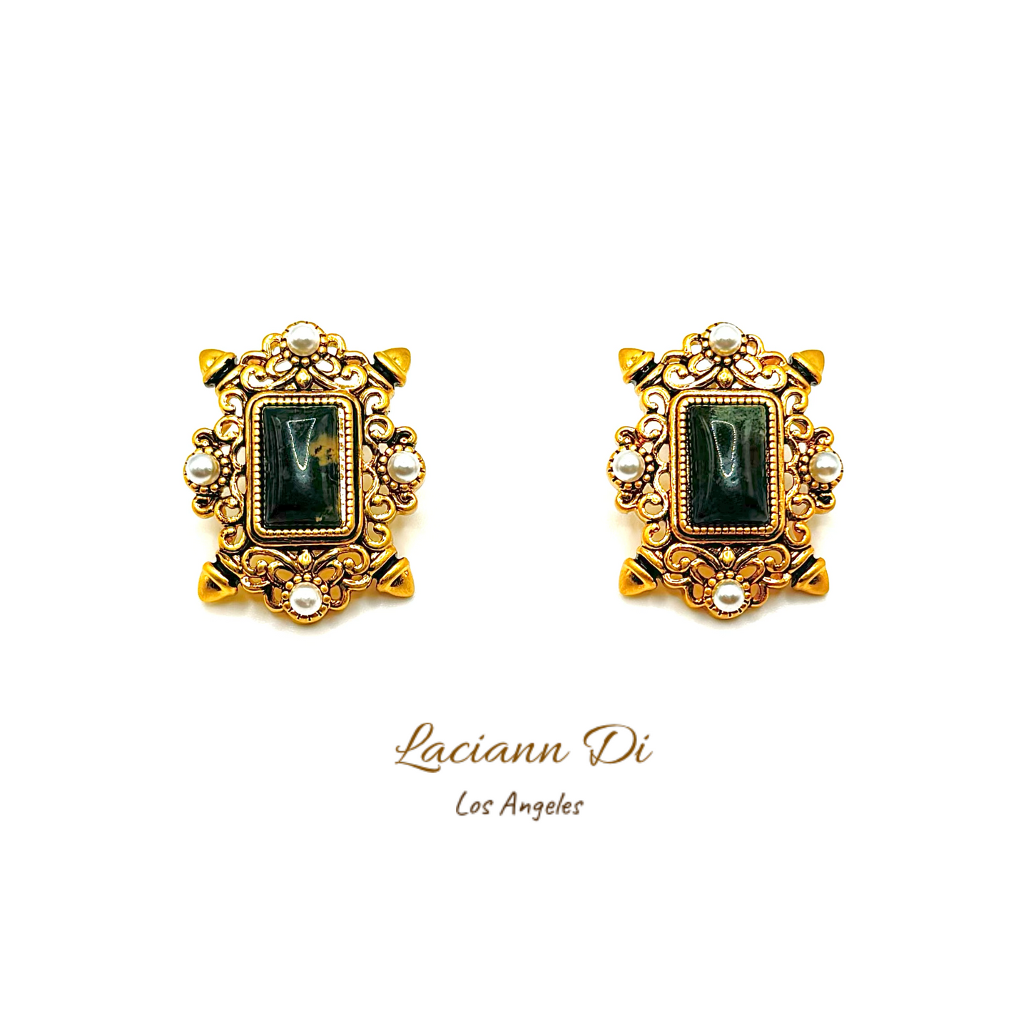 Laciann Di Natural Gemstone Palace Frame Earrings