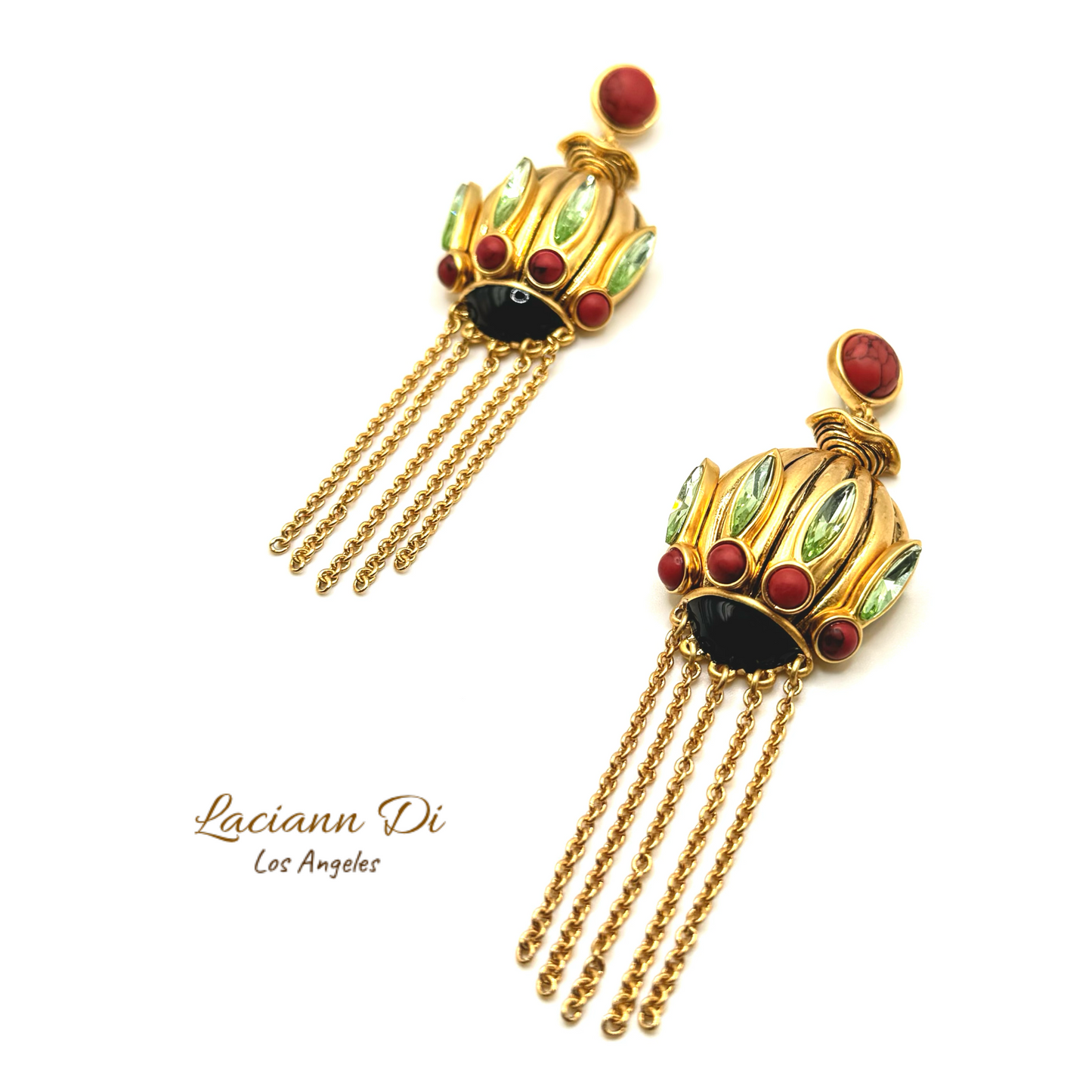 Laciann Di Turquoise Crown Tassel Earrings