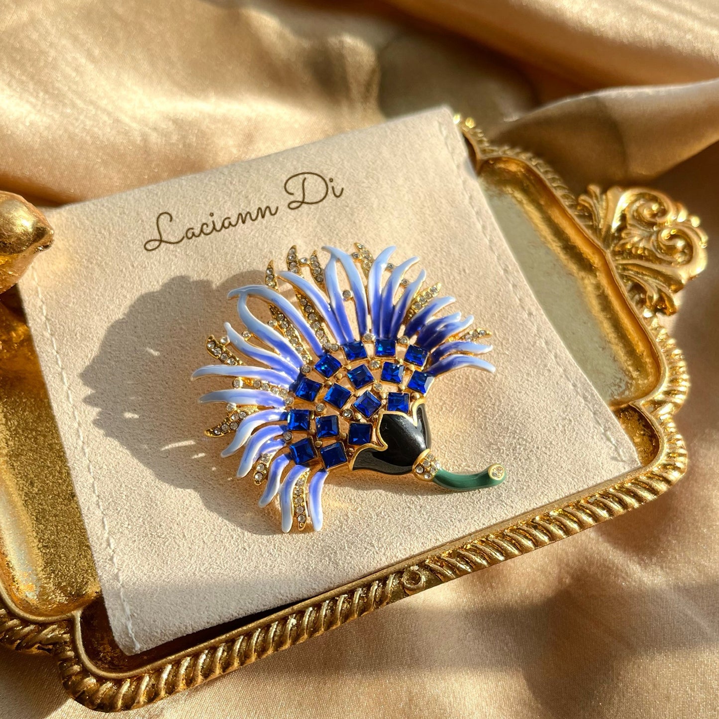 Laciann Di Handcrafted Enamel Cezch Gemstone Brooch