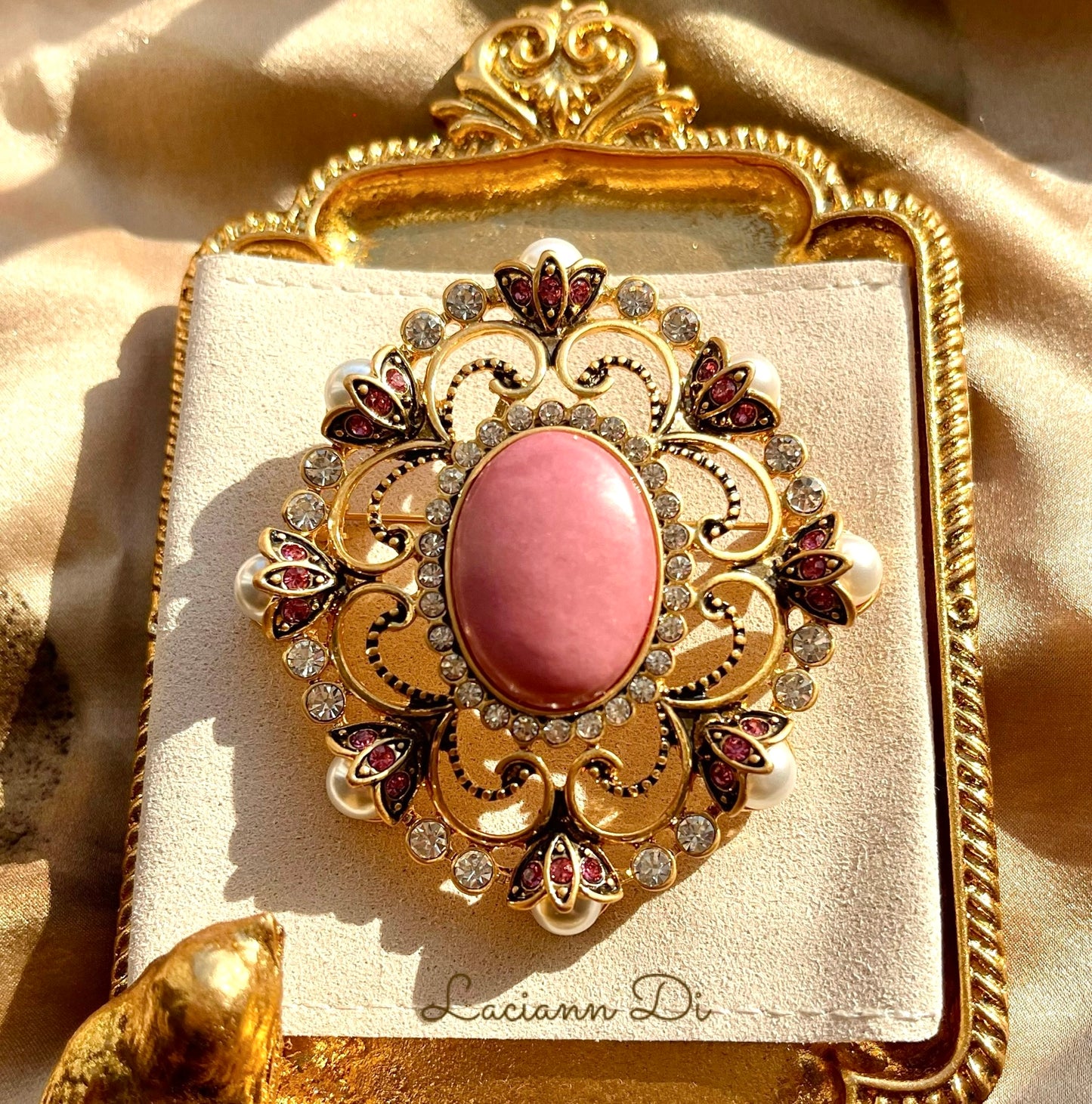 Laciann Di Natural Stone Crystals Brooch